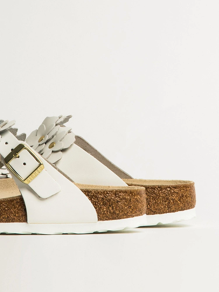 WOMENS BIRKENSTOCK GIZEH FLOWER LEATHER SANDALS