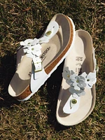 WOMENS BIRKENSTOCK GIZEH FLOWER LEATHER SANDALS