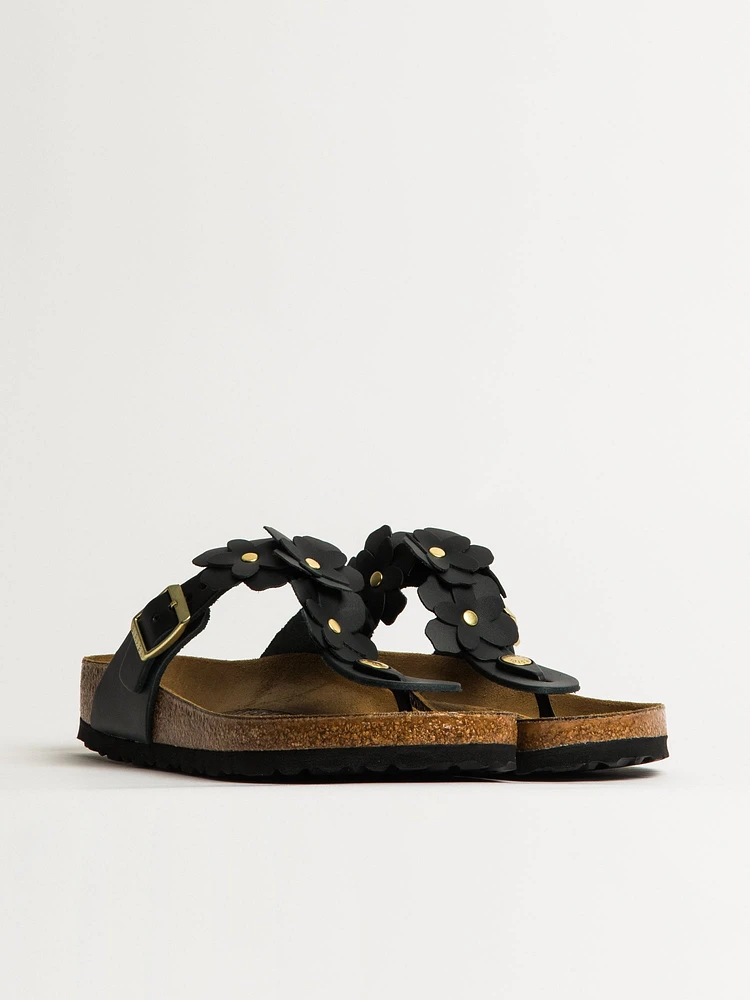 WOMENS BIRKENSTOCK GIZEH FLOWER LEATHER SANDALS