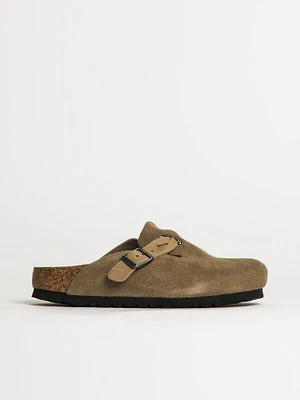 WOMENS BIRKENSTOCK BOSTON BRAIDED SUEDE CLOG - TAUPE