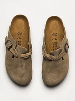 WOMENS BIRKENSTOCK BOSTON BRAIDED SUEDE CLOG - TAUPE
