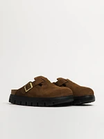 BIRKENSTOCK BOSTON CHUNKY SUEDE FEMME - DARK TEA