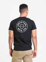 BRIXTON CREST II T-SHIRT BLACK PEBBLE - CLEARANCE