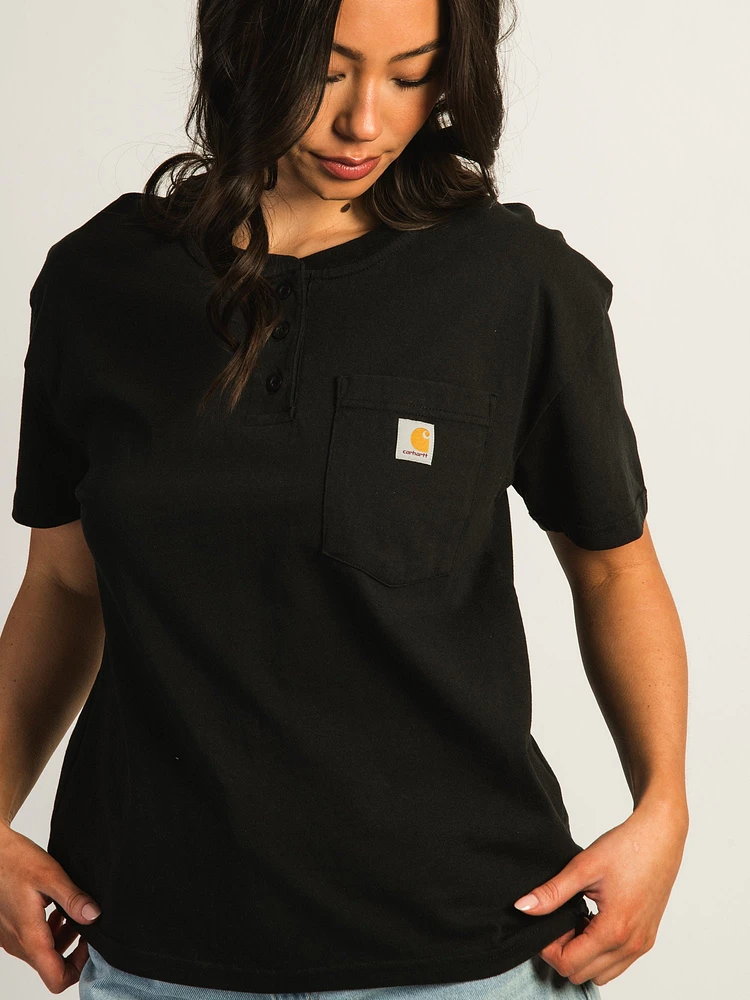 CARHARTT HENLEY T-SHIRT - BLACK