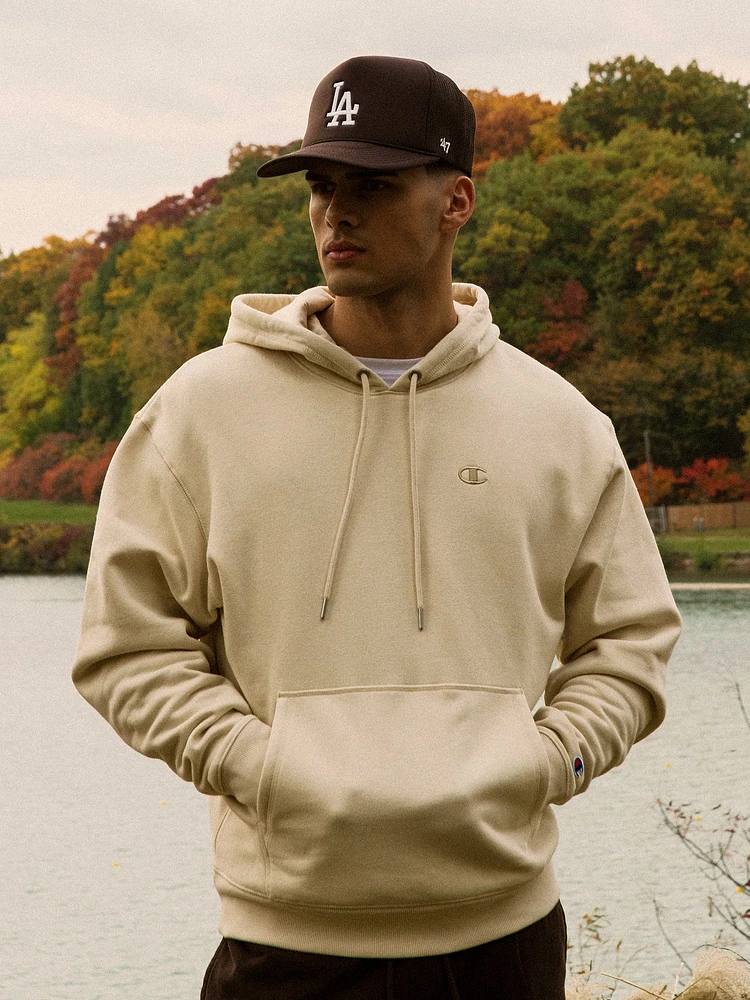 CHAMPION CLASSIC FLEECE LEFT CHEST LOGO PULLOVER HOODIE