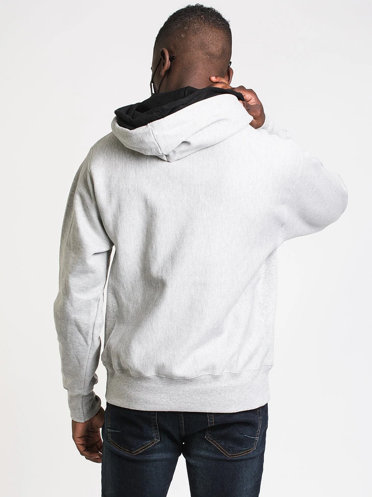 PULL-OVER À DOUBLE CAPUCHE EN TISSAGE INVERSÉ POUR HOMME