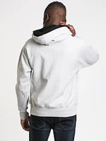 PULL-OVER À DOUBLE CAPUCHE EN TISSAGE INVERSÉ POUR HOMME