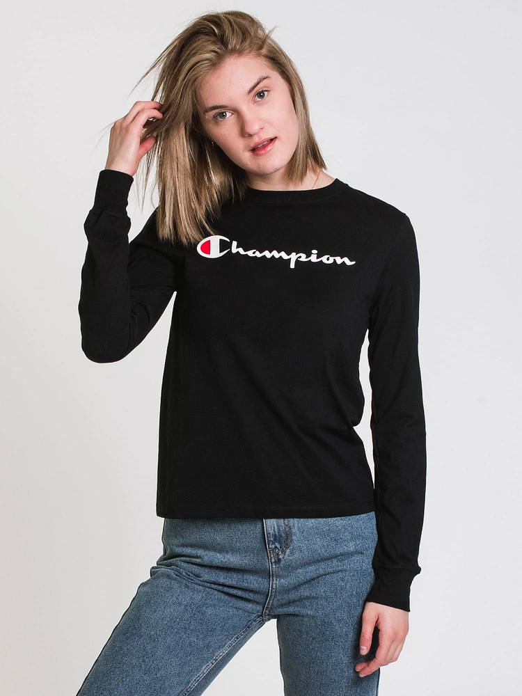 CHAMPION CLASSIC SCRIPT LONG SLEEVE TEE - CLEARANCE