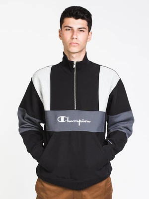 CHAMPION REVERSE WEAVE COLOUR BLOCK1/4 ZIP-BLACK - CLEARANCE