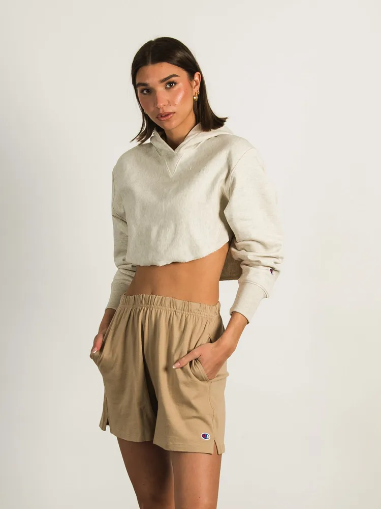 CHAMPION REVERSE WEAVE CROP CURVE HEM HOODIE