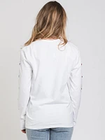 T-SHIRT À MANCHES LONGUES AVEC LOGO BRODÉ POUR FEMMES