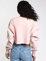 WOMENS FLOCK SCRIPT CROP CREW - ASH CLEARANCE