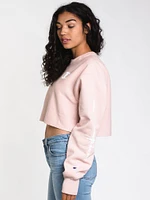 WOMENS FLOCK SCRIPT CROP CREW - ASH CLEARANCE