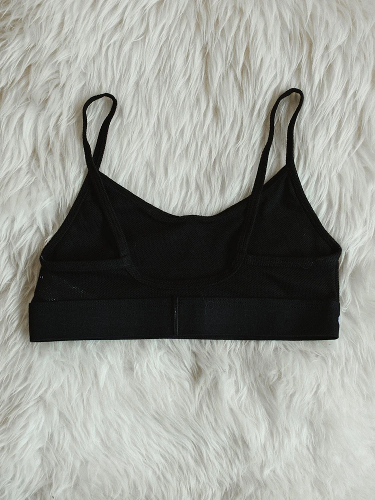 WOMENS MONOGRAM MESH BRALETTE - BLK CLEARANCE