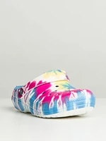 WOMENS CROCS CLASSIC LINED TIE DYE GRAPHIC CLOGS - CLEARANCE