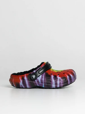 WOMENS CROCS CLASSIC LINED TIE DYE GRAPHIC CLOGS - CLEARANCE