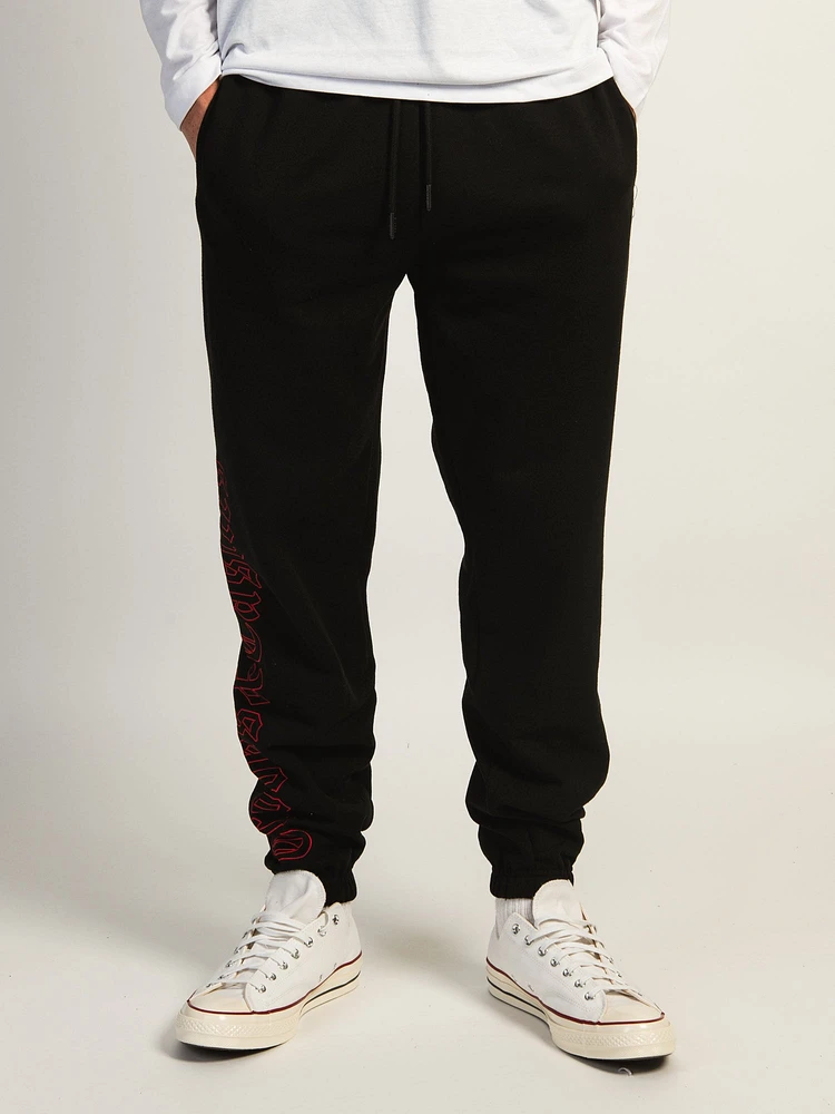 JOGGER POLAIRE BRODÉ CROOKS & CASTLES GOTHIC LOGO - NOIR