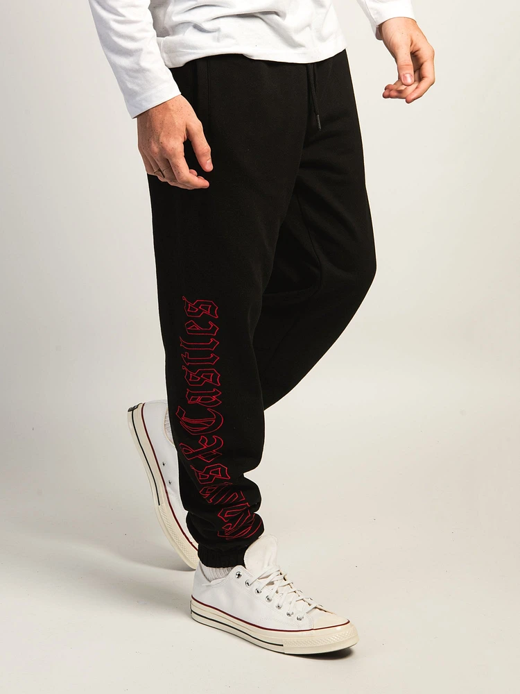 JOGGER POLAIRE BRODÉ CROOKS & CASTLES GOTHIC LOGO - NOIR