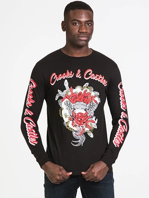 CROOKS & CASTLES MEDUSA CHAIN LONG SLEEVE TEE - CLEARANCE