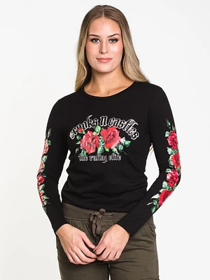 CROOKS & CASTLES ROSES RULING ELITE LONG SLEEVE TEE - CLEARANCE