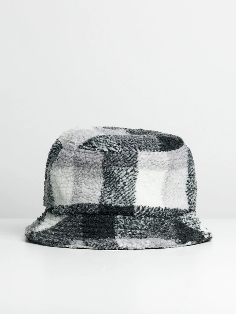 DLG BUCKET HAT - BLACK/WHITE PLAID SHERPA CLEARANCE