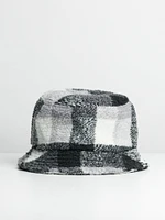 DLG BUCKET HAT - BLACK/WHITE PLAID SHERPA CLEARANCE