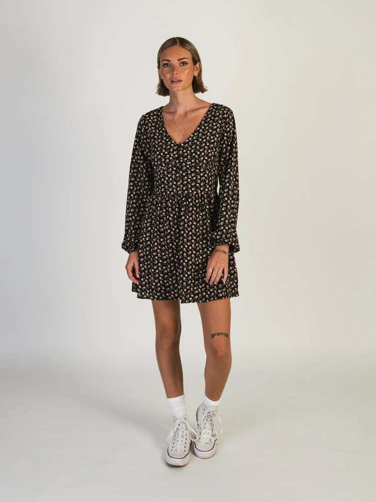 DAISY STREET LTD MINI BUTTON LONG SLEEVE SMOCK DRESS