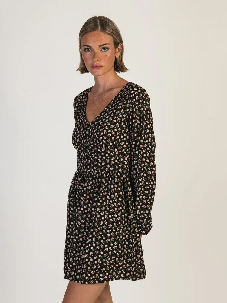 DAISY STREET LTD MINI BUTTON LONG SLEEVE SMOCK DRESS