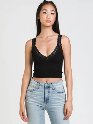 DYNAMIC LACE VNECK CROP RIB TANK