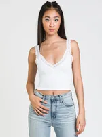 DYNAMIC LACE VNECK CROP RIB TANK