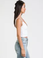 DYNAMIC LACE VNECK CROP RIB TANK