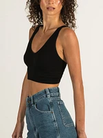 DYNAMIC DEEP V CROP RIBBED BRALETTE