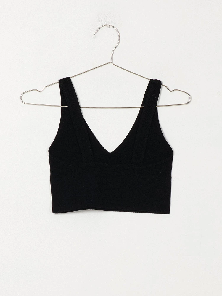 DYNAMIC DEEP V CROP RIBBED BRALETTE