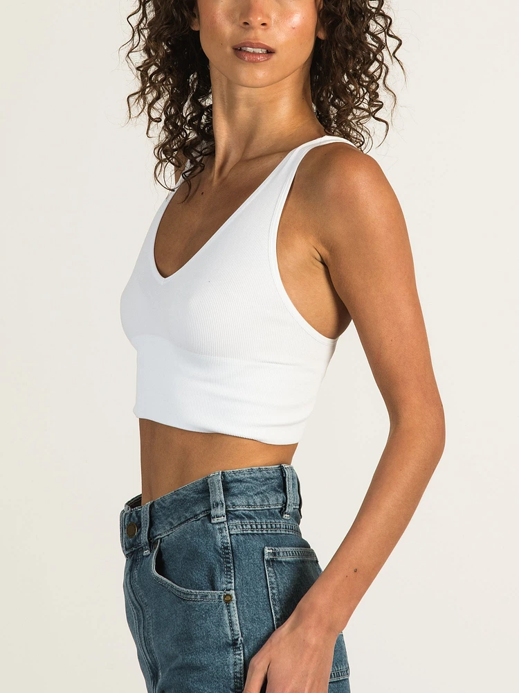 DYNAMIC DEEP V CROP RIBBED BRALETTE