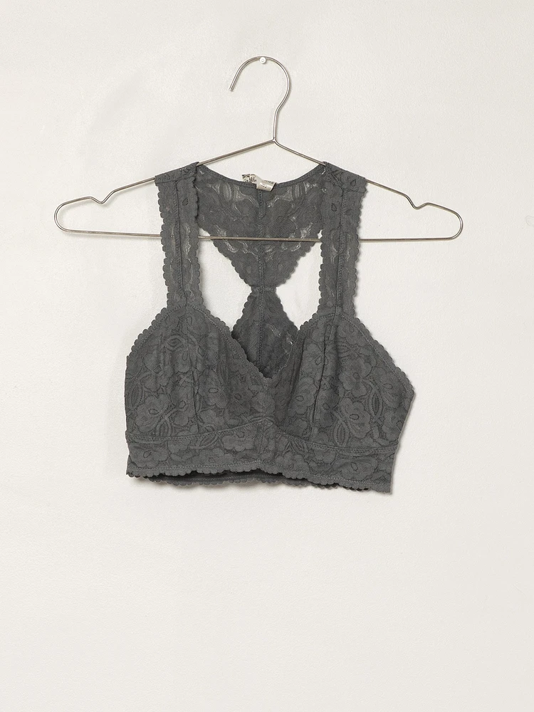 FREE PEOPLE GALLOON LACE RACERBACK - GRAPHITE CLEARANCE