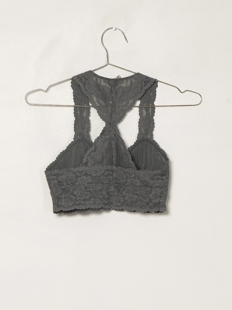 FREE PEOPLE GALLOON LACE RACERBACK - GRAPHITE CLEARANCE