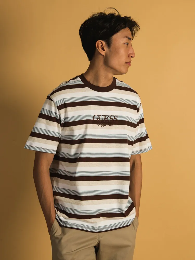 GUESS ORIGINAL COLE HEATHER STRIPE T-SHIRT - CLEARANCE