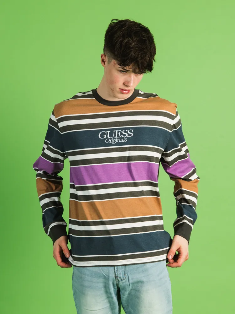 GUESS GO BLOCK STRIPE LONG SLEEVE TEE