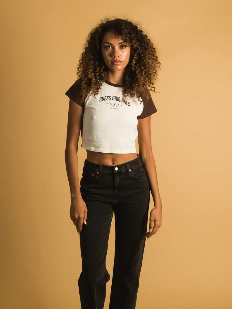 GUESS HANNAH RAGLAN CROP T-SHIRT - CLEARANCE