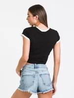 GUESS ORIGINALS CROPPED SHORT SLEEVE RINGER TEE - CLEARANCE