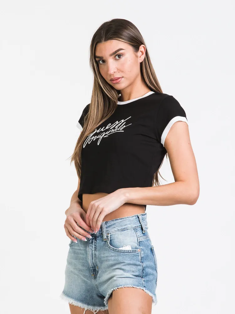 GUESS ORIGINALS CROPPED SHORT SLEEVE RINGER TEE - CLEARANCE