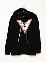 GUESS TRIANGLE LACE FRONT PULLOVER HOODIE - CLEARANCE