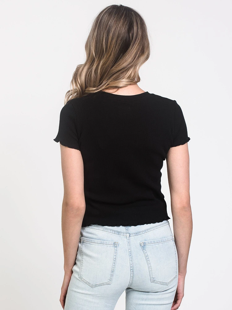 WOMENS WAFFLE CROPPED TEE