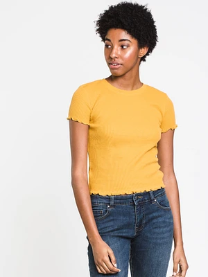 WOMENS WAFFLE CROPPED TEE - CLEARANCE