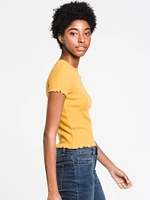 WOMENS WAFFLE CROPPED TEE - CLEARANCE