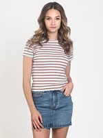 WOMENS WAFFLE STRIPE TEE - CLEARANCE