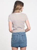 WOMENS WAFFLE STRIPE TEE - CLEARANCE