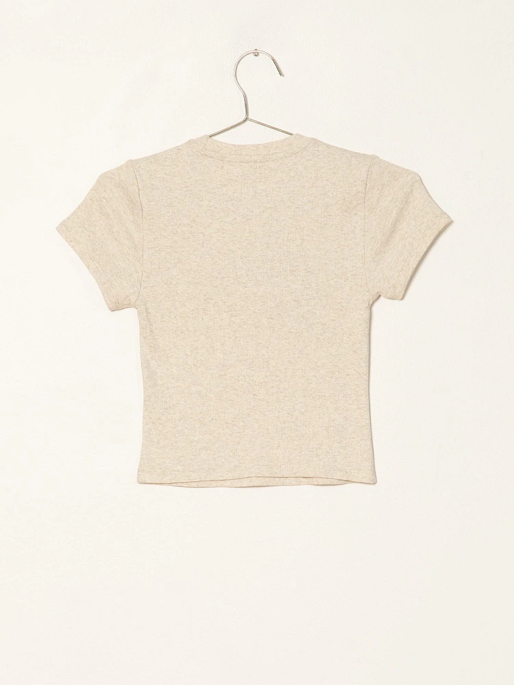 HARLOW RIBBED EMBROIDERED BABY TEE - CLEARANCE