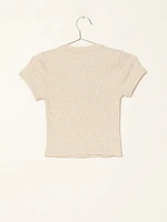 HARLOW RIBBED EMBROIDERED BABY TEE - CLEARANCE