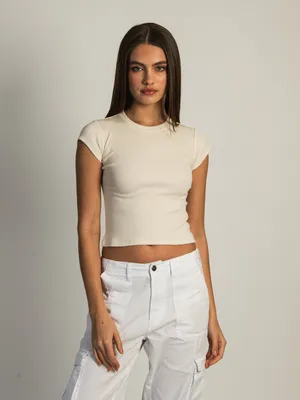 HARLOW RIBBED BABY TEE - CREAM CLEARANCE